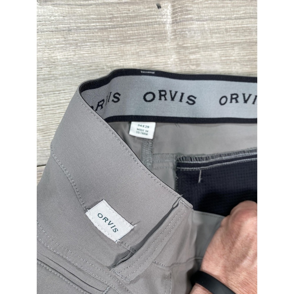 Orvis Pants Mens 34x29 Gray Hiking Water Repellent‎ Stretch Zip Media Pocket - Picture 4 of 13